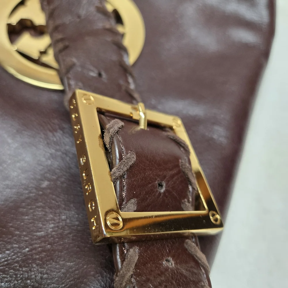 Tory Burch Leather Fringe Messenger Chocolate Brown Bag